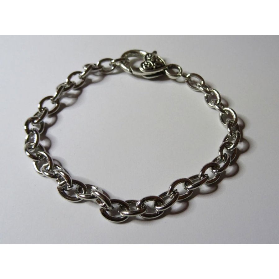 Bracciale a catena placcato argento con chiusura a cuore 20 cm