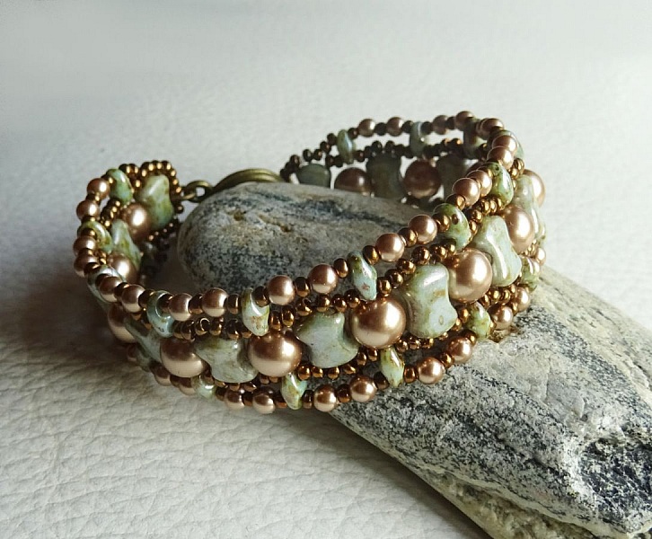 Bracelet Coco Vert-gris marbr&eacute; en kit