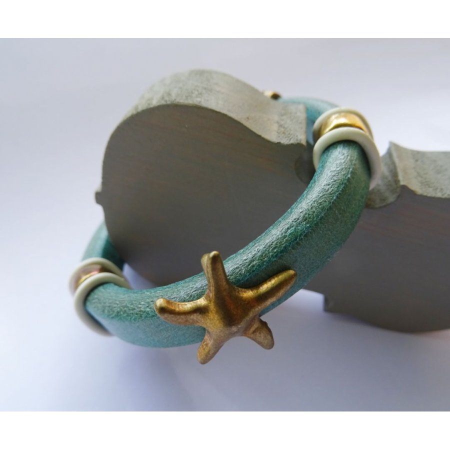 Bracciale in pelle Regaliz turchese Starfish