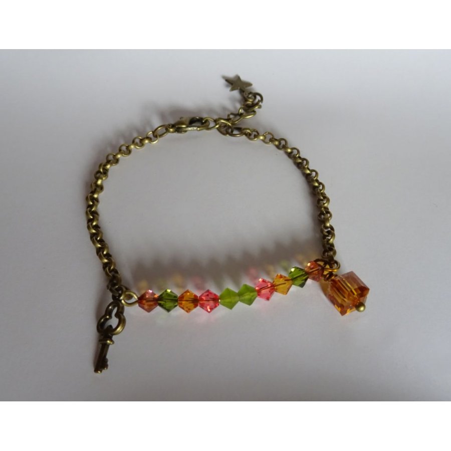 Bracciale con catena in bronzo Ambra e Olivina