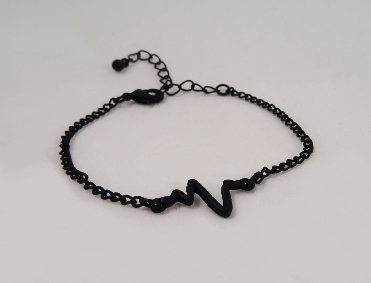 Bracciale nero sottile design Waves