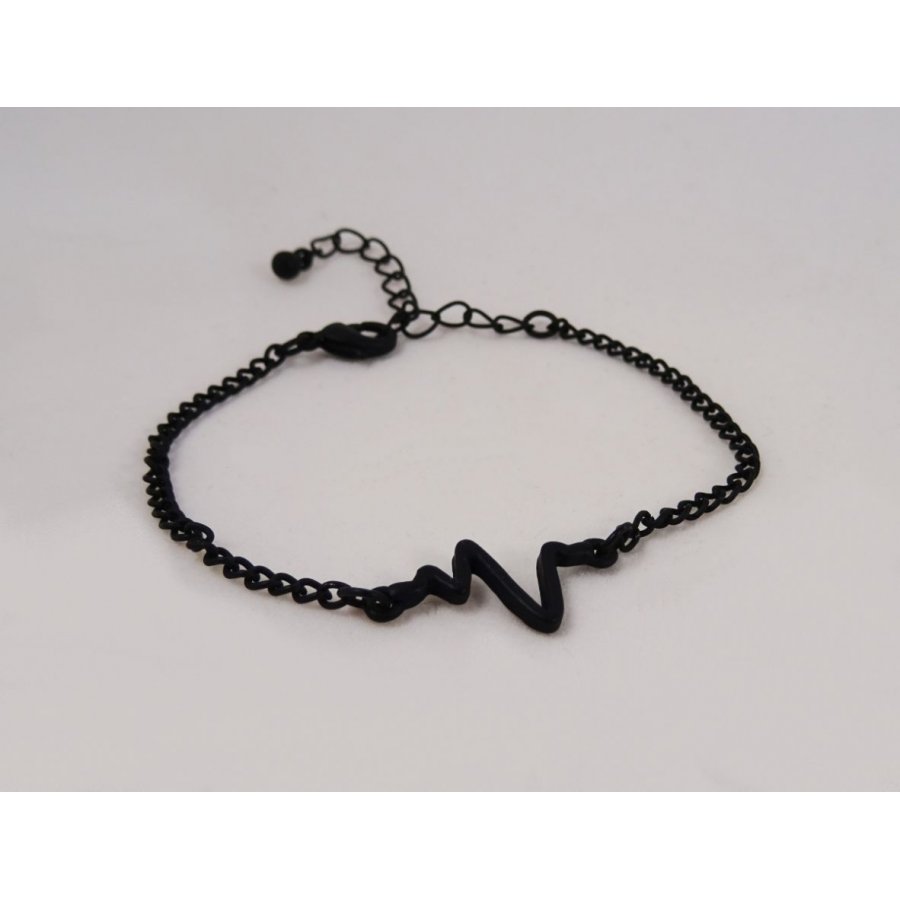 Bracciale nero sottile design Waves