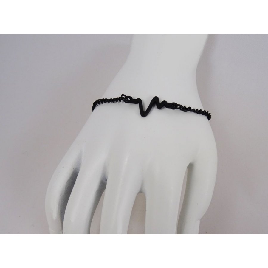 Bracciale nero sottile design Waves