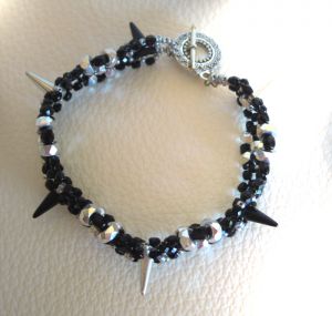 Notice Bracelet Spikes Noir argent