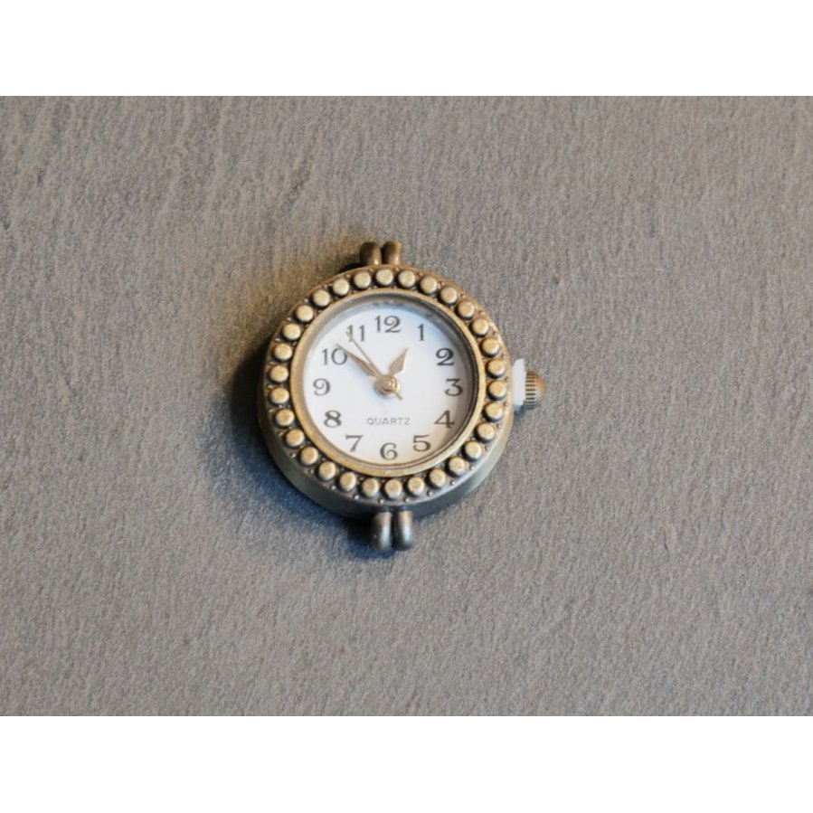 Cadran montre rond bronze et blanc petits passants fixes 