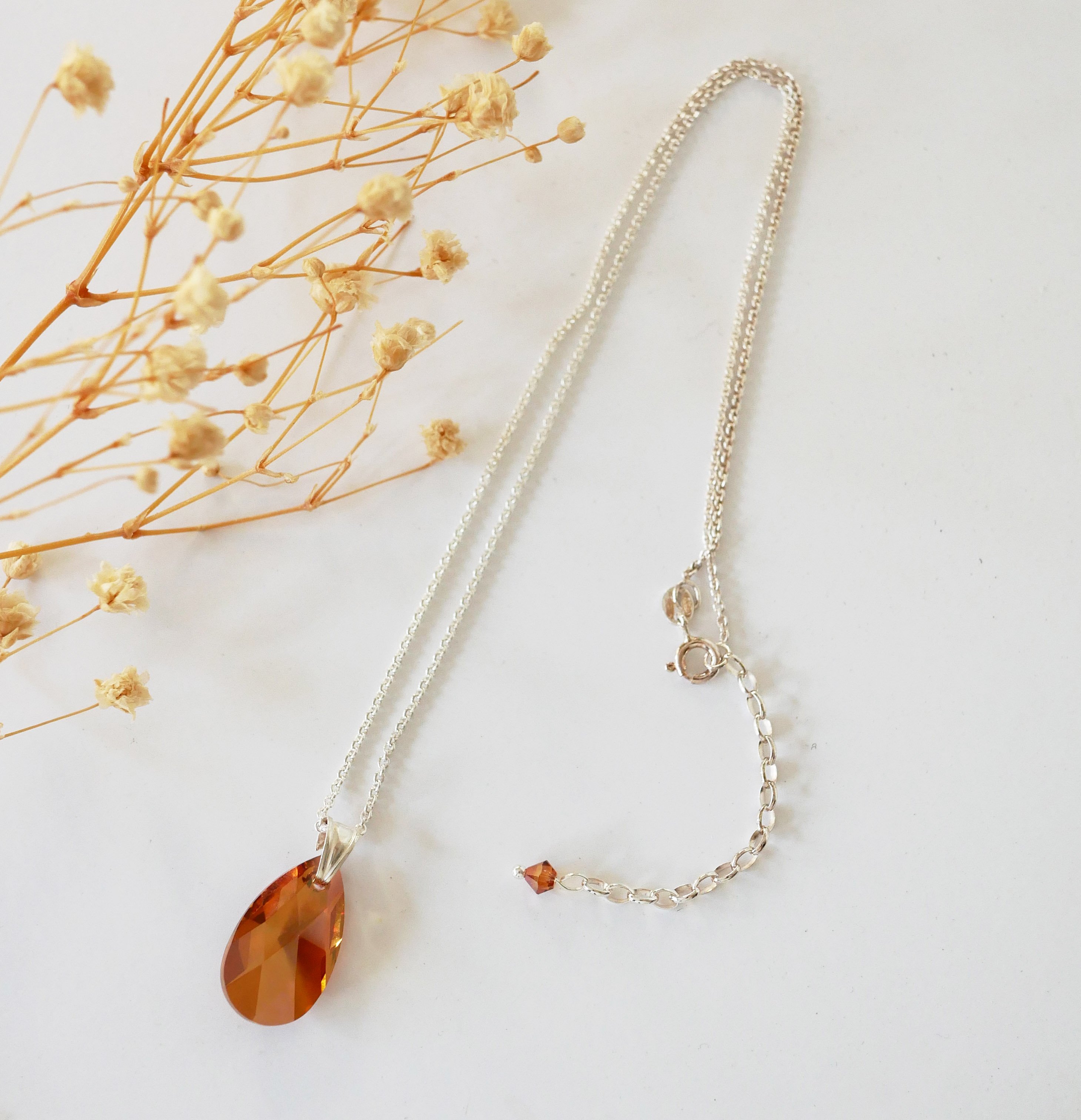 Collana in argento con pendente Swarovski Tear Copper