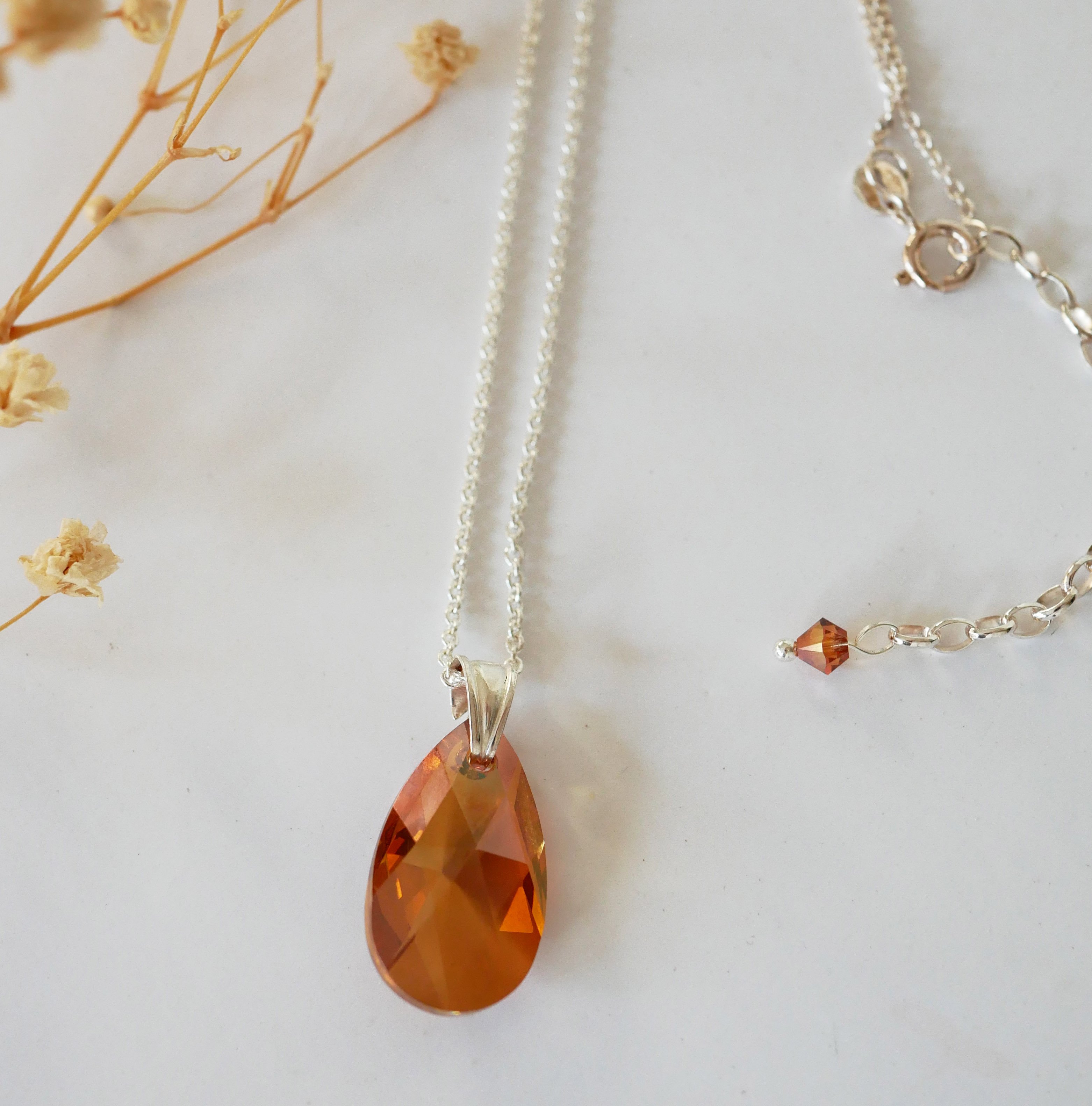Collana in argento con pendente Swarovski Tear Copper