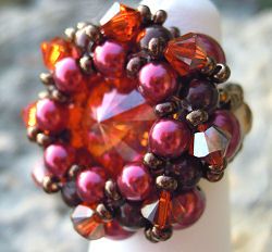 Kit bague Ouvea Paprika cabochon Swarovski rare