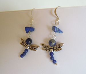 Kit Boucles d'oreilles Libellule en Lapis Azuli