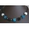 Kit collier en boules de perles noir/bleu canard