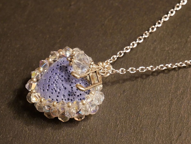 Pendentif  en kit Coeur pierre de lave diffuseur