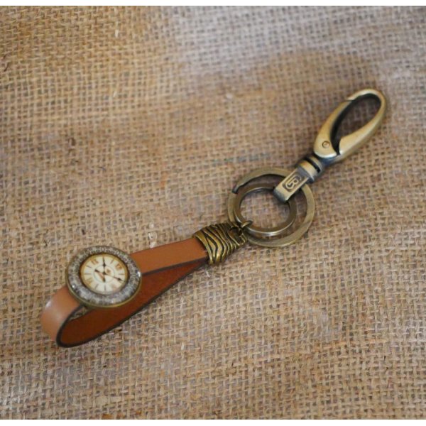 Portachiavi in pelle con cabochon Gousset 