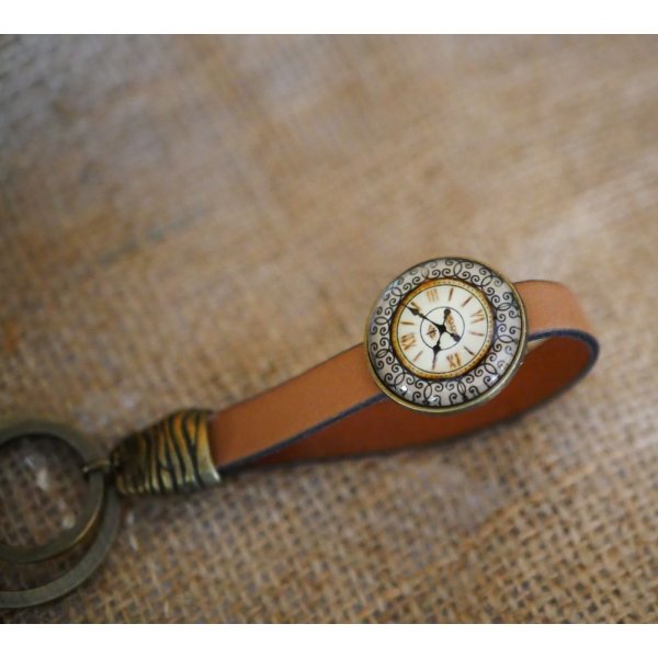 Portachiavi in pelle con cabochon Gousset 