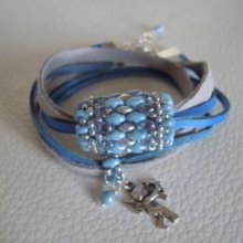 Bracciale in pelle a doppio giro Saipan blu