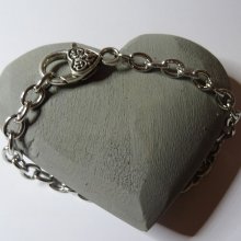 Bracciale a catena placcato argento con chiusura a cuore 20 cm