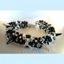 Notice Bracelet Spikes Noir argent